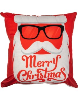 Vánoční 3D povlak na polštář Merry Christmas Santa 45x45 cm bílý/červený