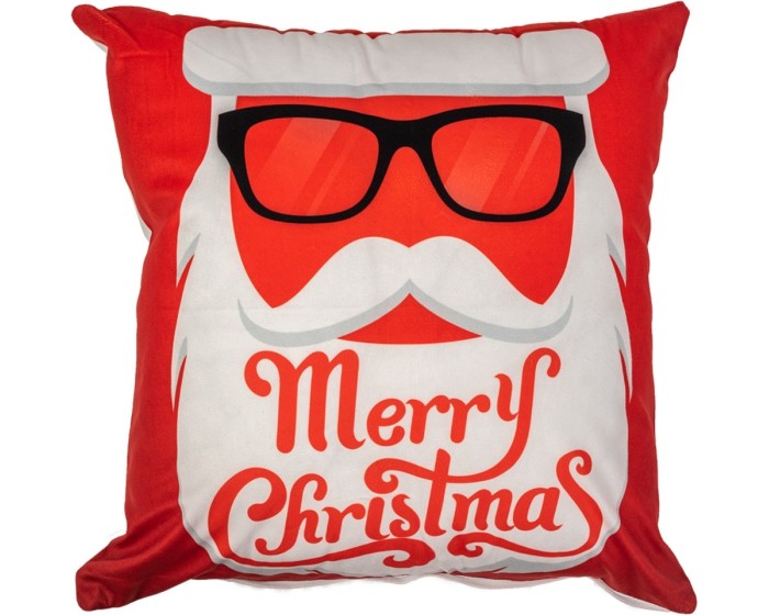 Vánoční 3D povlak na polštář Merry Christmas Santa 45x45 cm bílý/červený