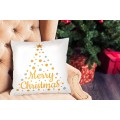 Vánoční 3D povlak na polštář Merry Christmas I. 45x45 cm bílý