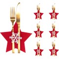 Vánoční obal na příbor Red Star 6 ks červený