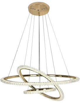 Křišťálový závěsný LED lustr G036-CP zlatý/neutrální bílá