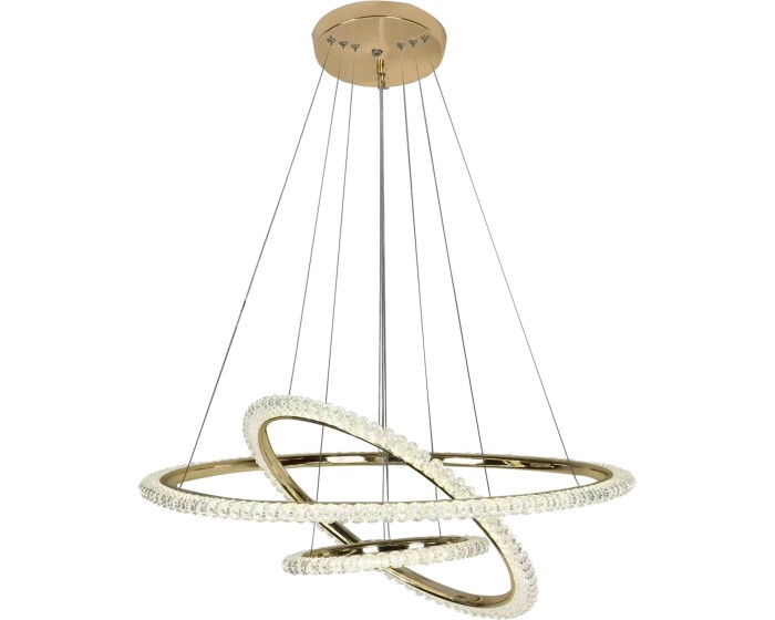 Křišťálový závěsný LED lustr G036-CP zlatý/neutrální bílá