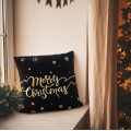 Vánoční povlak na polštář Merry Christmas 45x45 cm černý