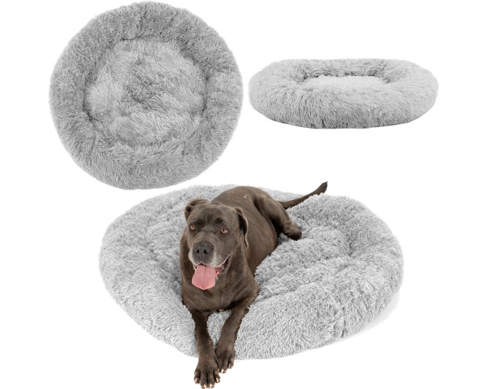 Kulatý pelíšek pro psy a kočky PLUSH vel. L 100 cm světle šedý