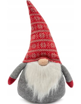Vánoční skřítek ELF 019 - 50 cm červený/šedý
