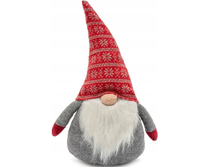 Vánoční skřítek ELF 019 - 50 cm červený/šedý