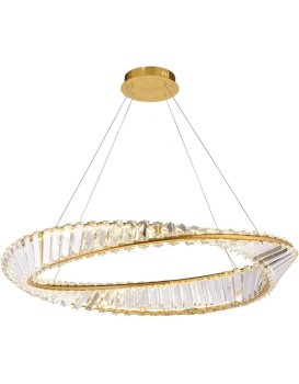 Křišťálový závěsný LED lustr APP1201-CP 50 cm zlatý/neutrální bílá