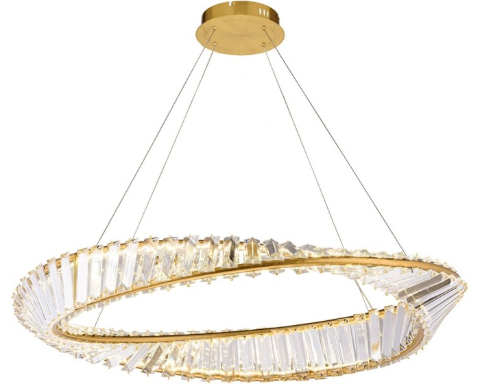 Křišťálový závěsný LED lustr APP1201-CP 50 cm zlatý/neutrální bílá