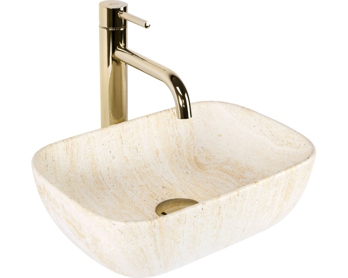 Umyvadlo na desku Rea Belinda Mini 36 cm travertin