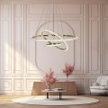 Křišťálový závěsný LED lustr G036-CP zlatý/neutrální bílá