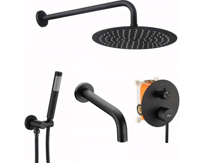 Sprchový/vanový set pod omítku Rea Lungo černý