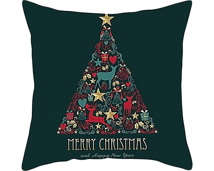 Povlak na polštář 3D Merry Christmas zelený