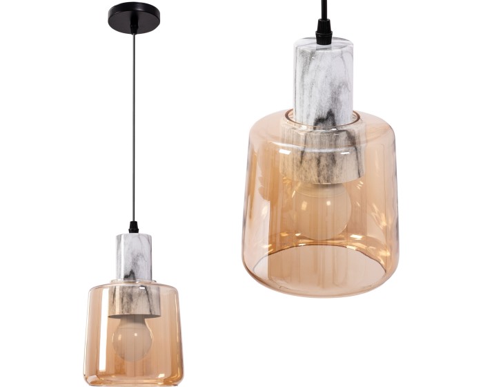 Závěsná lampa LA BELLE II růžová/mramor