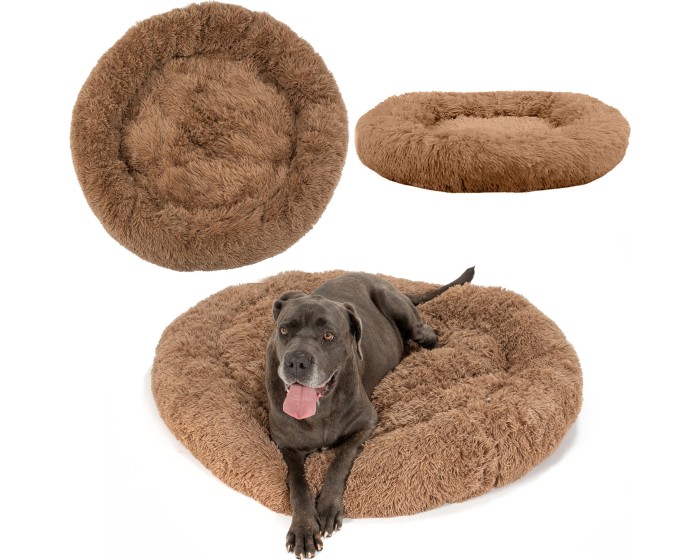 Kulatý pelíšek pro psy a kočky Plush vel. L 100 cm hnědý