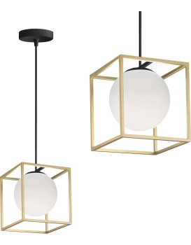 Závěsná lampa La Belle XVII zlatá/bílá