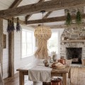 Závěsná lampa La Belle Boho IV černá/bambus