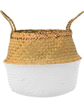 Přírodní košík BOHO I bílo-hnědý