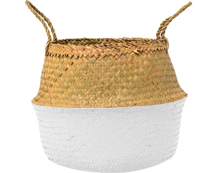 Přírodní košík BOHO I bílo-hnědý