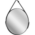 Kulaté zrcadlo LOFT se závěsným páskem 60 cm černé