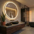 Kulaté dotykové zrcadlo s LED osvětlením MMJ 70 cm stříbrné