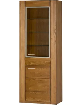 Vitrína Velvet II 11 75 cm z masivu pravá s LED osvětlením dub Rustikal