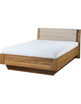 Dvoulůžková postel Velvet II 74 140x200 z masivu s LED osvětlením a roštem dub Rustikal/béžová