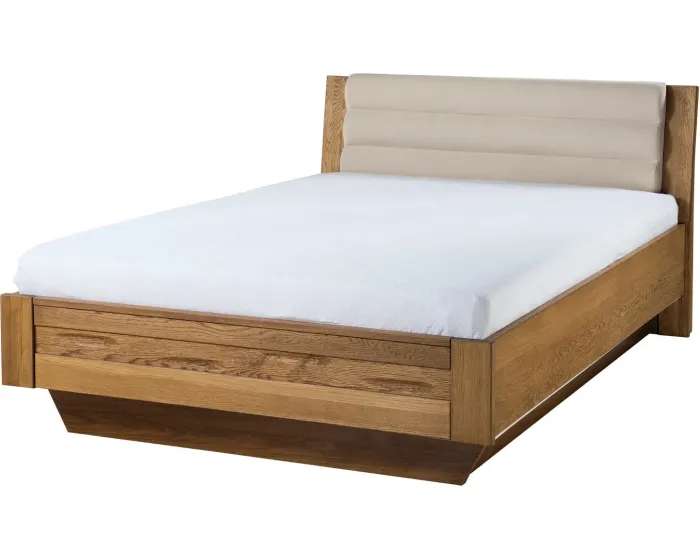 Dvoulůžková postel Velvet II 74 140x200 z masivu s LED osvětlením a roštem dub Rustikal/béžová