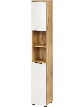 Vysoká koupelnová skříňka Mazi 70 30 cm dub Wotan/bílá