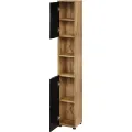 Vysoká koupelnová skříňka Mazi 70 30 cm dub Wotan/černá