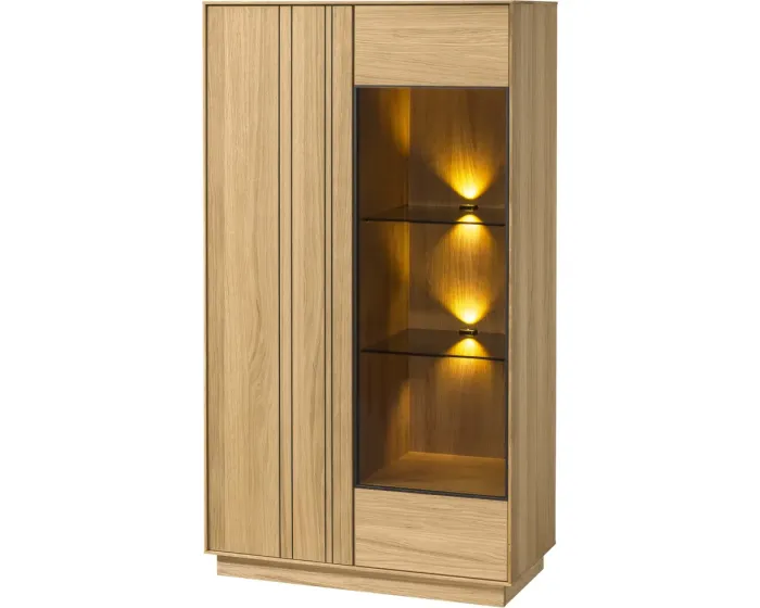 Vitrína s LED osvětlením Join 80 cm z masivu dub přírodní