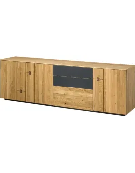 TV stolek Minura 25 195 cm z masivu dub přírodní/grafit