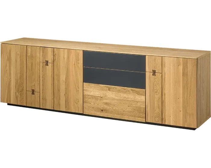 TV stolek Minura 25 195 cm z masivu dub přírodní/grafit