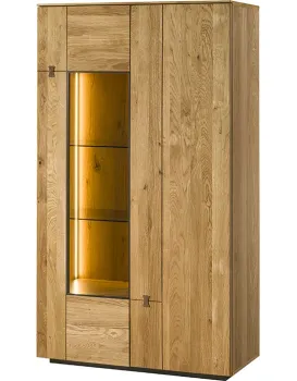 Vitrína s LED osvětlením Minura 15 90 cm z masivu dub přírodní