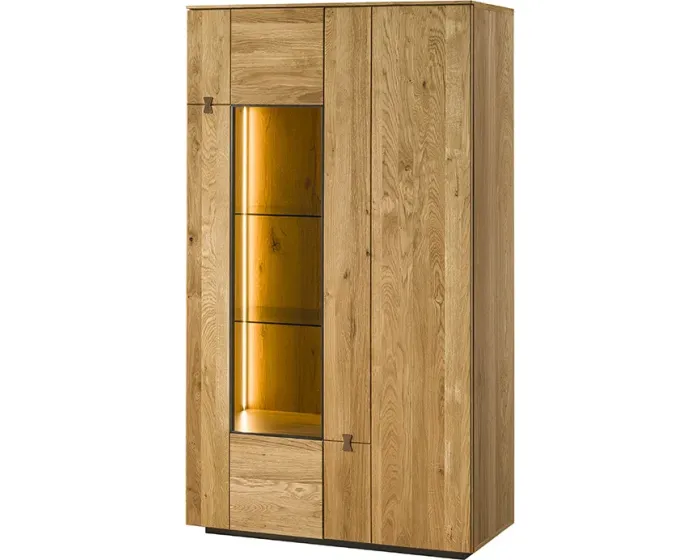 Vitrína s LED osvětlením Minura 15 90 cm z masivu dub přírodní