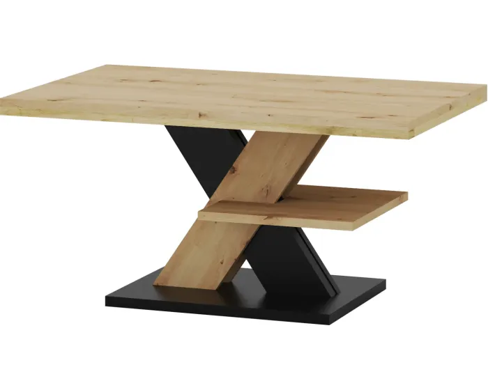 Konferenční stolek Cross 90 cm dub Artisan/černý