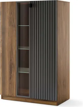 Vitrína s LED osvětlením Radium 15 91 cm ořech Columbia/černá