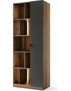 Vitrína s LED osvětlením Radium 16 86 cm ořech Columbia/černá