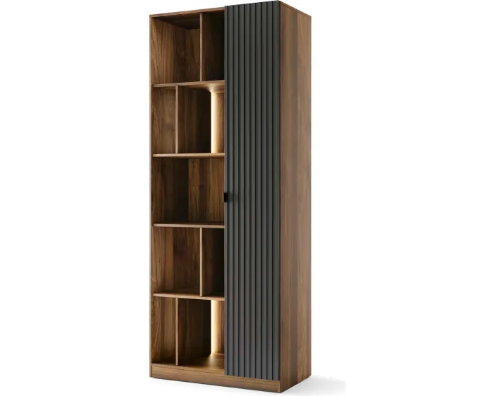 Vitrína s LED osvětlením Radium 16 86 cm ořech Columbia/černá