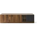 TV stolek s LED osvětlením Radium 25 180 cm ořech Columbia/černý