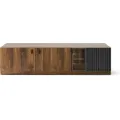 TV stolek s LED osvětlením Radium 25 180 cm ořech Columbia/černý