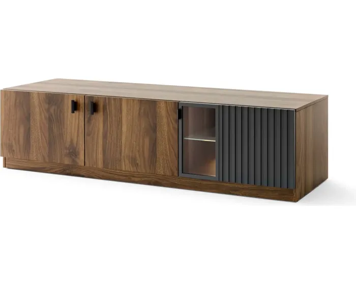 TV stolek s LED osvětlením Radium 25 180 cm ořech Columbia/černý