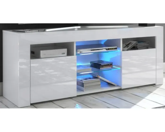 TV stolek Puzzo 120 cm bílý lesk