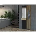 Předsíňový věšák se zrcadlem Wenis 02 75 cm dub Karlstad/dub Wotan/černý