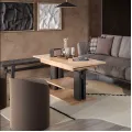 Výškově nastavitelný rozkládací konferenční stolek Moduvo 120/170 cm dub Halifax/černý