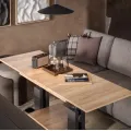 Výškově nastavitelný rozkládací konferenční stolek Moduvo 120/170 cm dub Halifax/černý