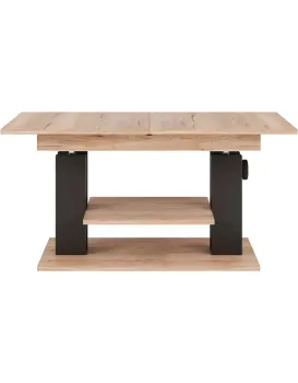 Výškově nastavitelný rozkládací konferenční stolek Moduvo 120/170 cm dub Halifax/černý