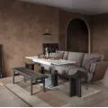 Výškově nastavitelný rozkládací konferenční stolek Moduvo 120/170 cm mramor/černý