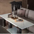 Výškově nastavitelný rozkládací konferenční stolek Moduvo 120/170 cm mramor/černý