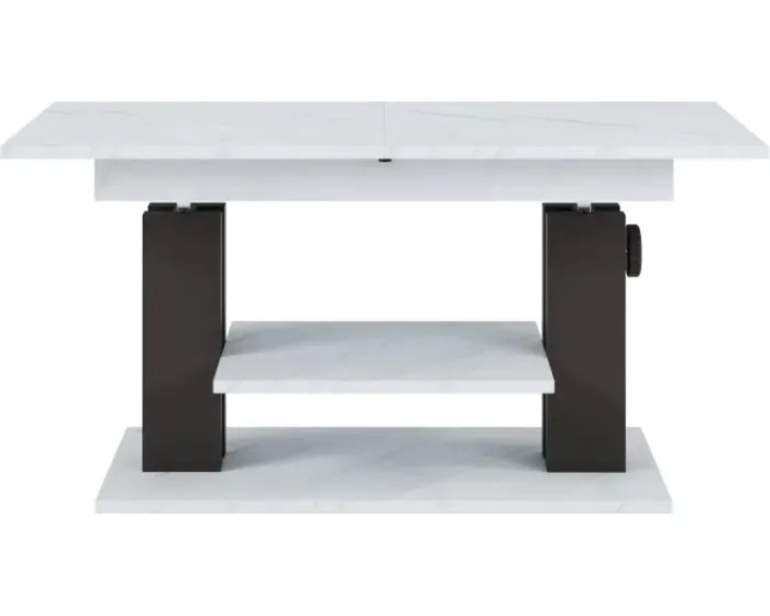 Výškově nastavitelný rozkládací konferenční stolek Moduvo 120/170 cm mramor/černý