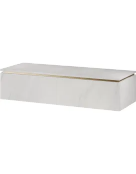 Závěsná skříňka pod umyvadlo Letto 01 120 cm bílý mramor/zlatá
